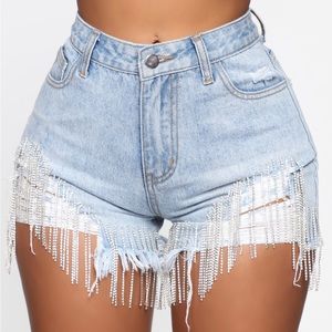 Rhinestones Denim Shorts